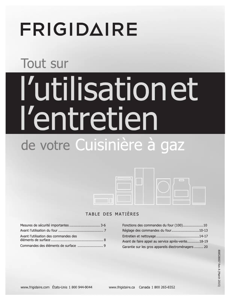 Image de la première page du manuel de l'appareil FFGF3011RS