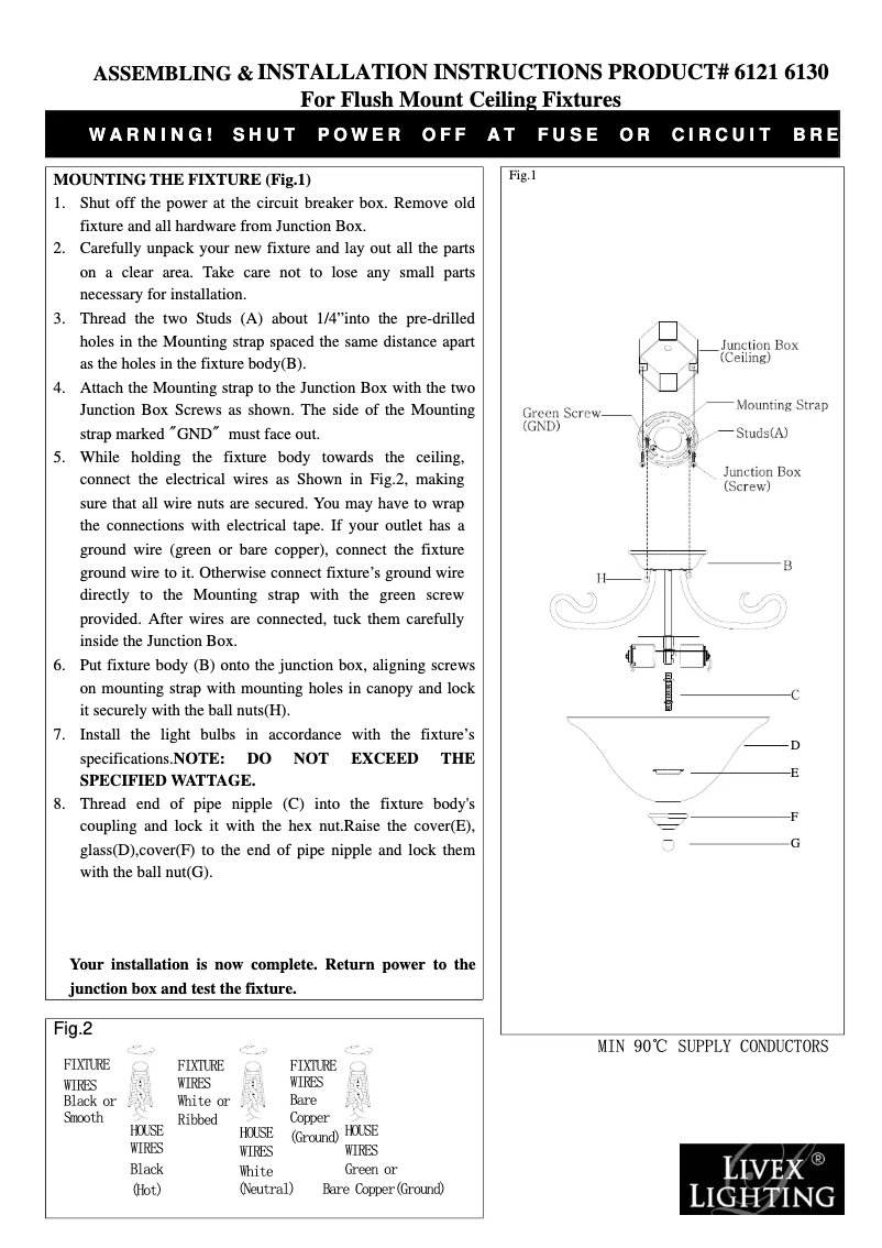 Page 1 de la notice Manuel utilisateur Livex Lighting Coronado 6121-91
