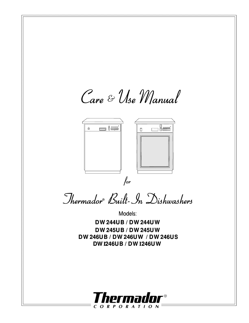 Page 1 de la notice Manuel utilisateur Thermador DW246UW