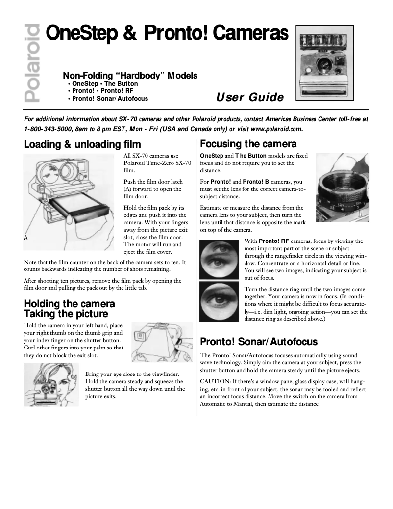 Page 1 de la notice Manuel utilisateur Polaroid Pronto