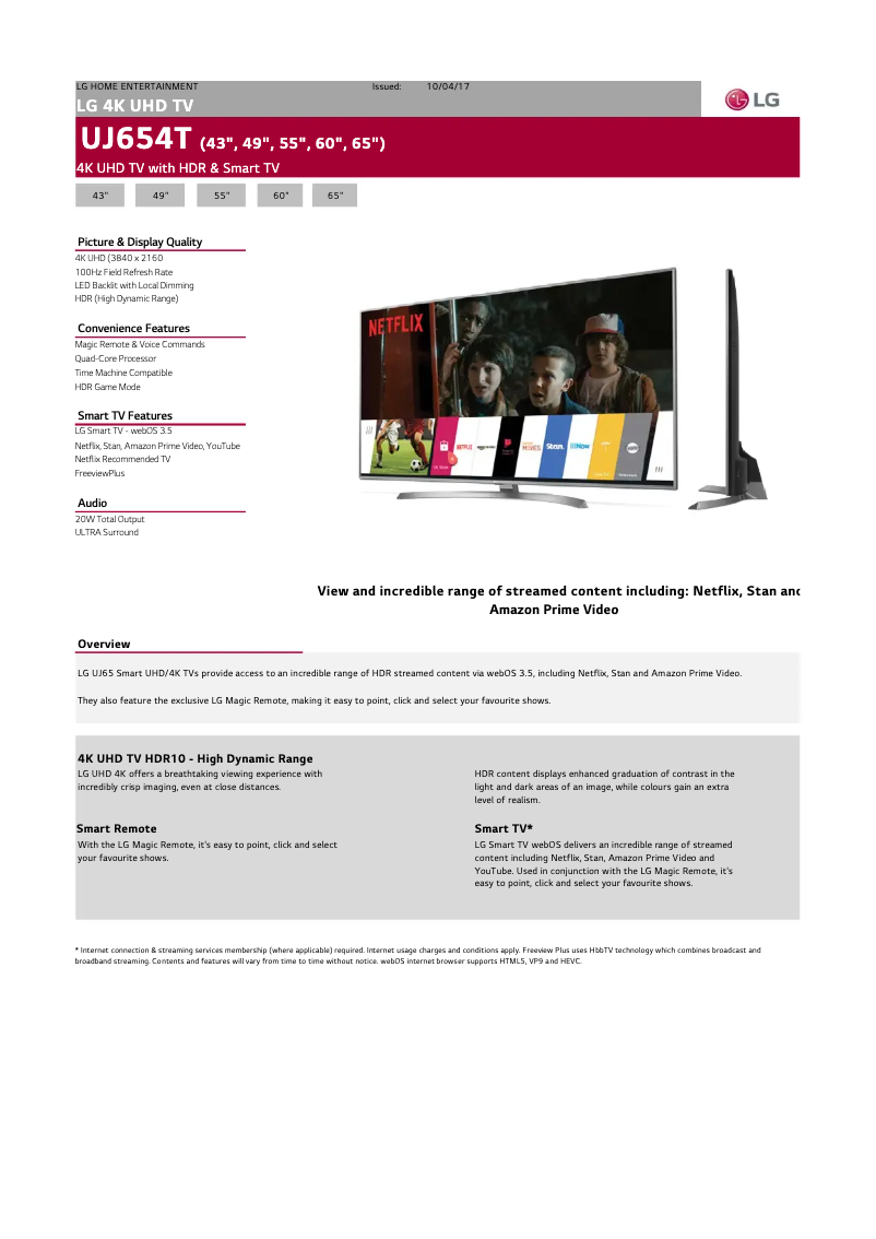 Page n°1 - Fiche technique LG 49UJ654T