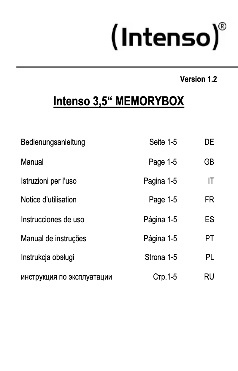 Page n°1 - Manuel utilisateur Intenso 3.5 Memory Box