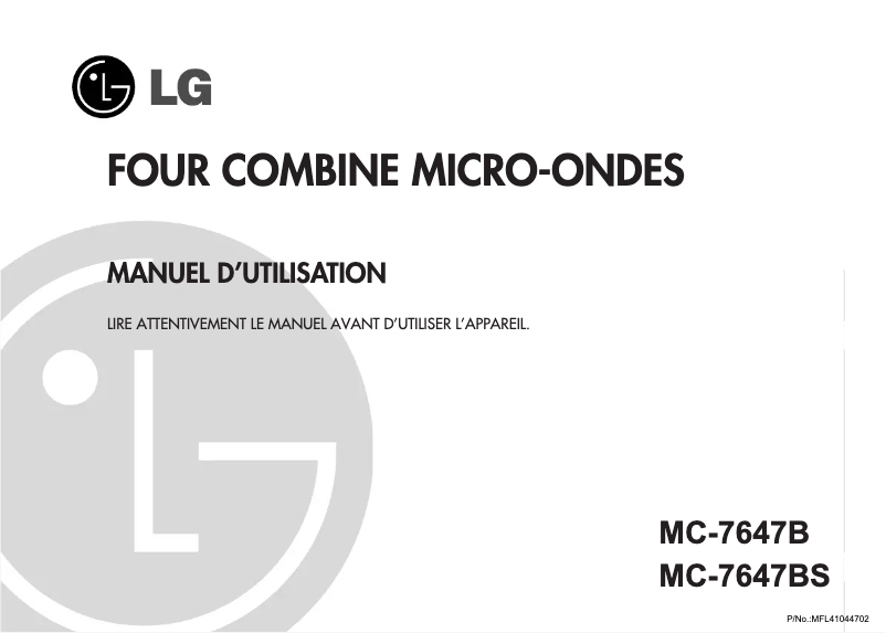 Page 1 de la notice Manuel utilisateur LG MC-7647B