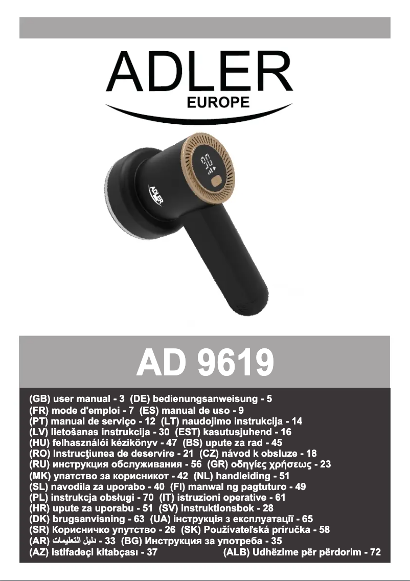 Page 1 of the manual User Manual Adler AD 9619