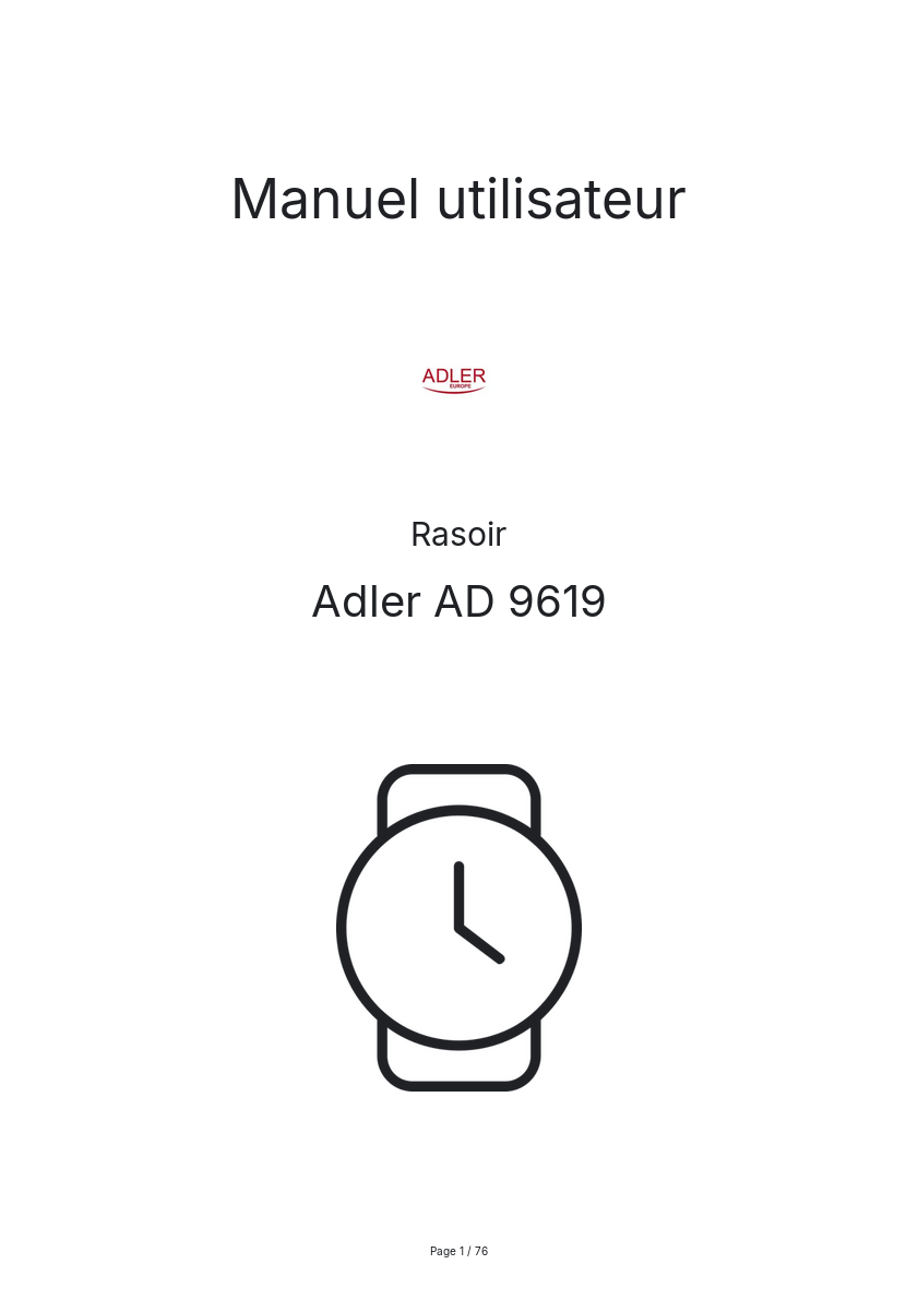 Image de la première page du manuel de l'appareil AD 9619
