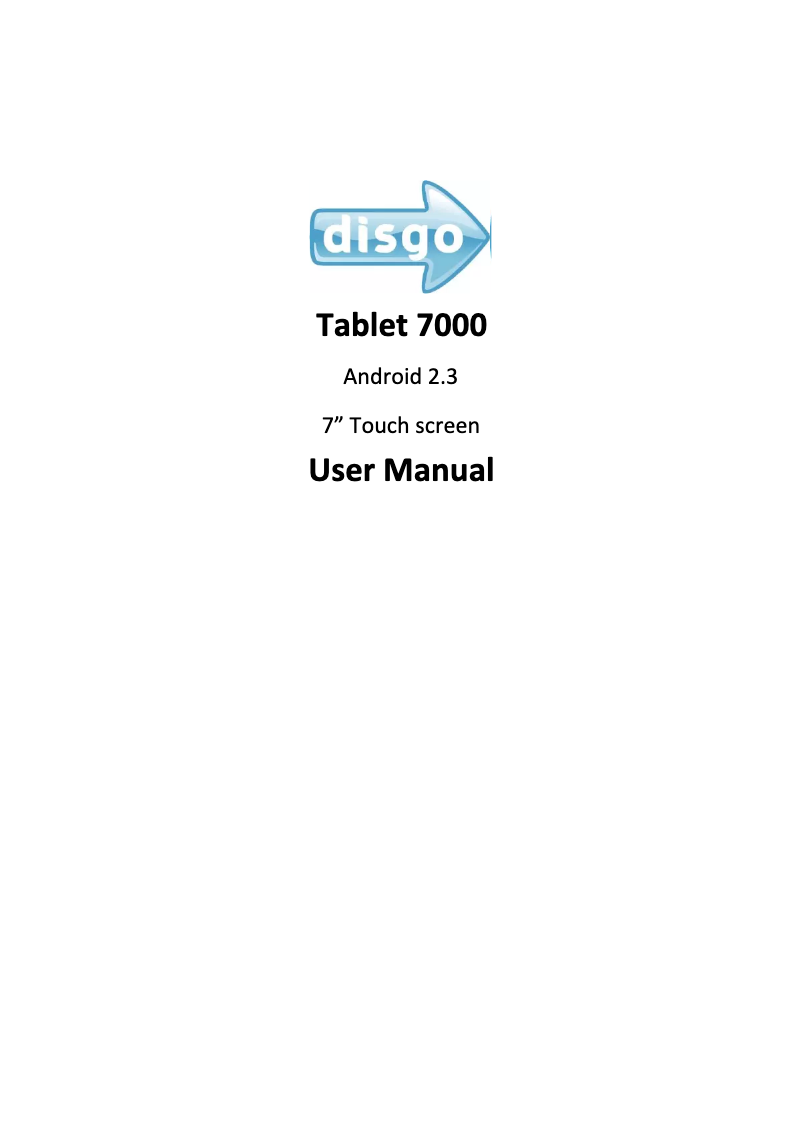 Page 1 de la notice Manuel utilisateur Disgo Tablet 7000