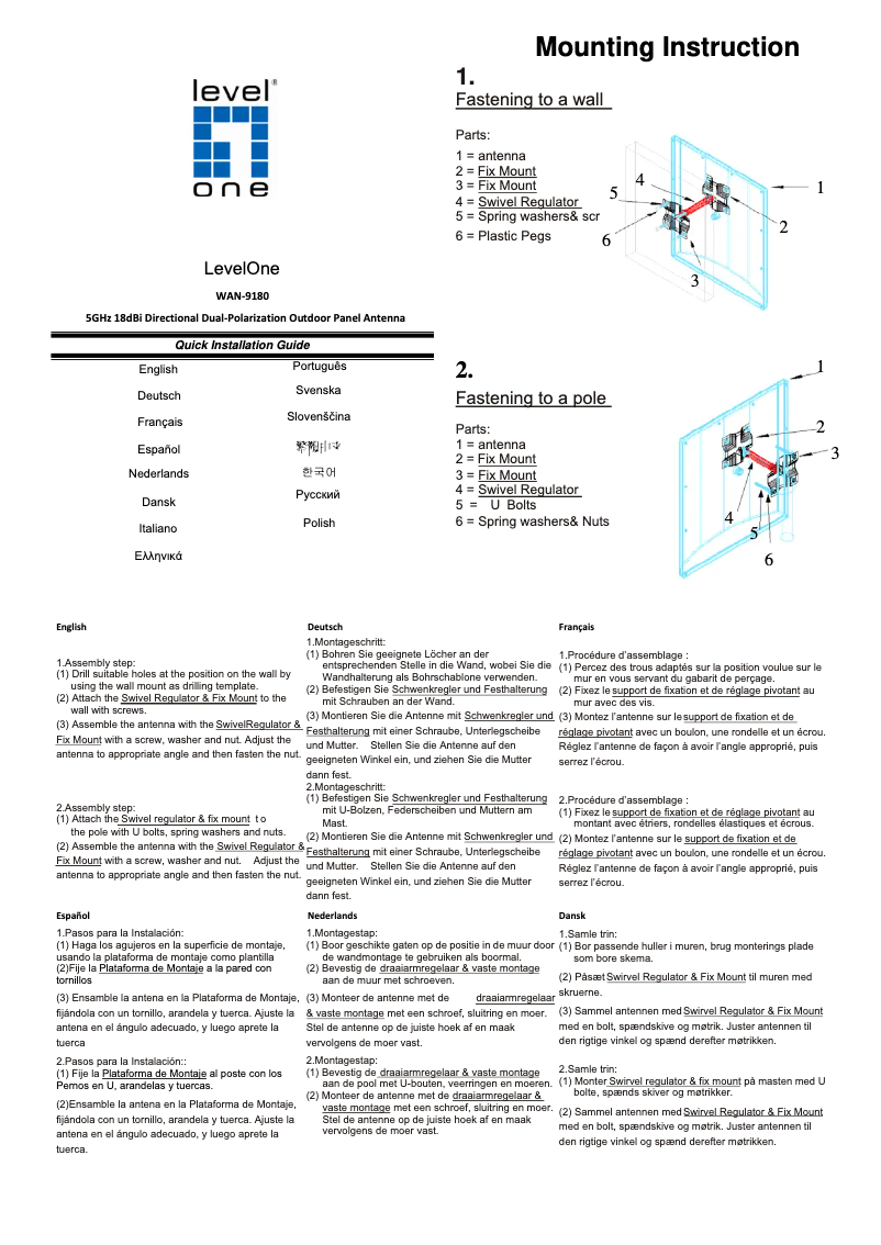 Page 1 de la notice Manuel utilisateur LevelOne WAN-9180