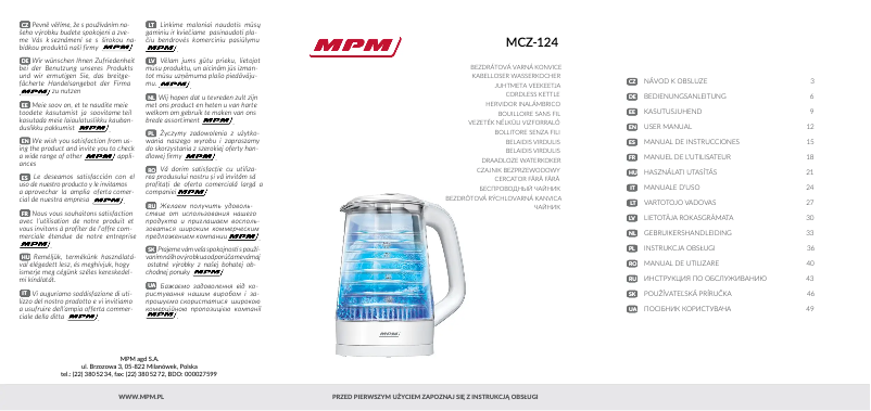 Page 1 de la notice Manuel utilisateur MPM MCZ-124
