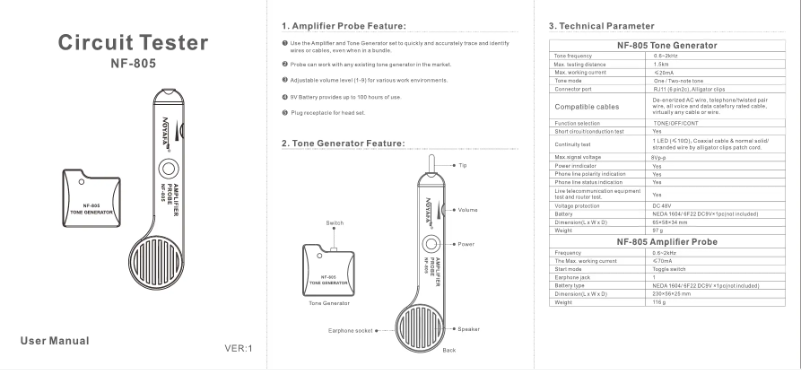 Image de la première page du manuel de l'appareil NF-805