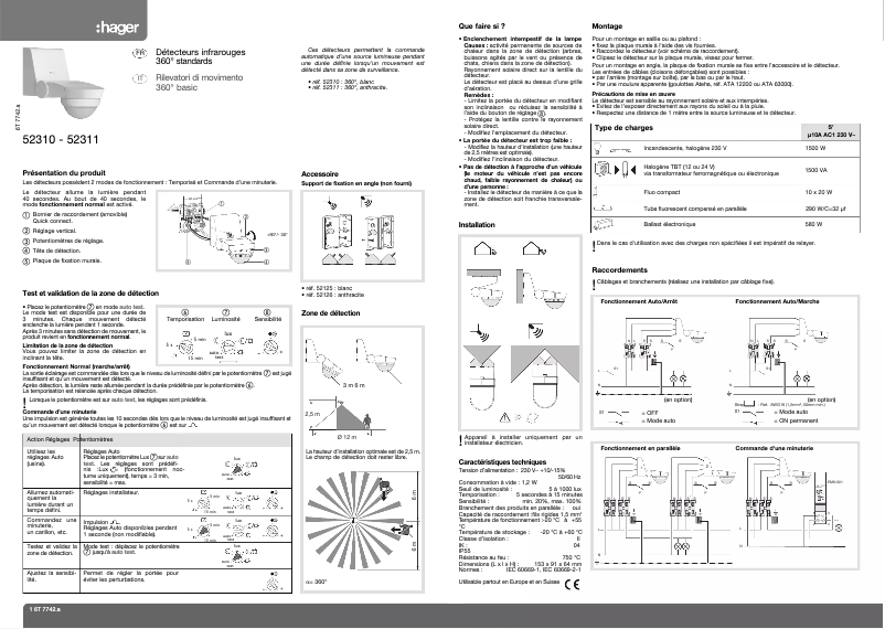 Page 1 de la notice Manuel utilisateur Hager 52310