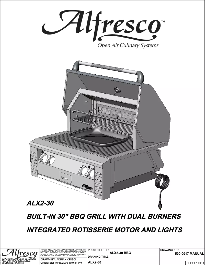 Page 1 of the manual User Manual Alfresco ALX2-30SZ