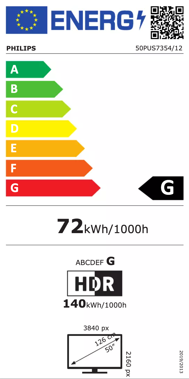 Page n°1 - Label énergétique Philips 50PUS7354