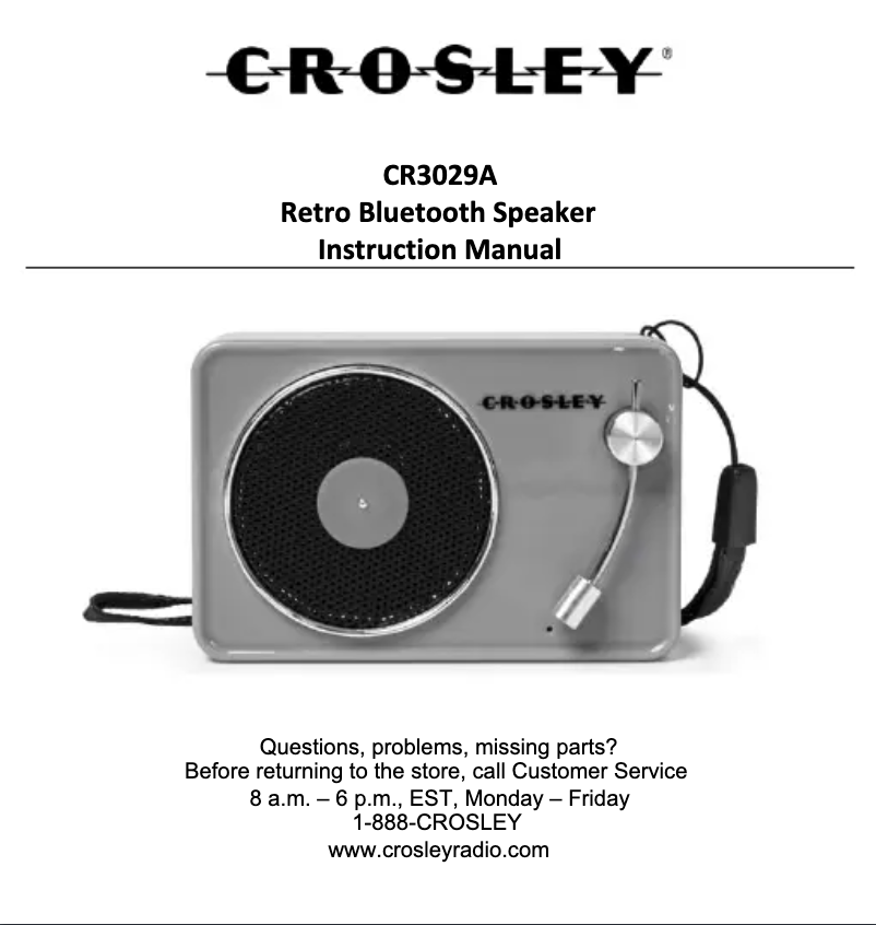 Page 1 de la notice Manuel utilisateur Crosley CR3029A