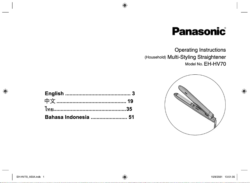 Page 1 de la notice Manuel utilisateur Panasonic EH-HV70