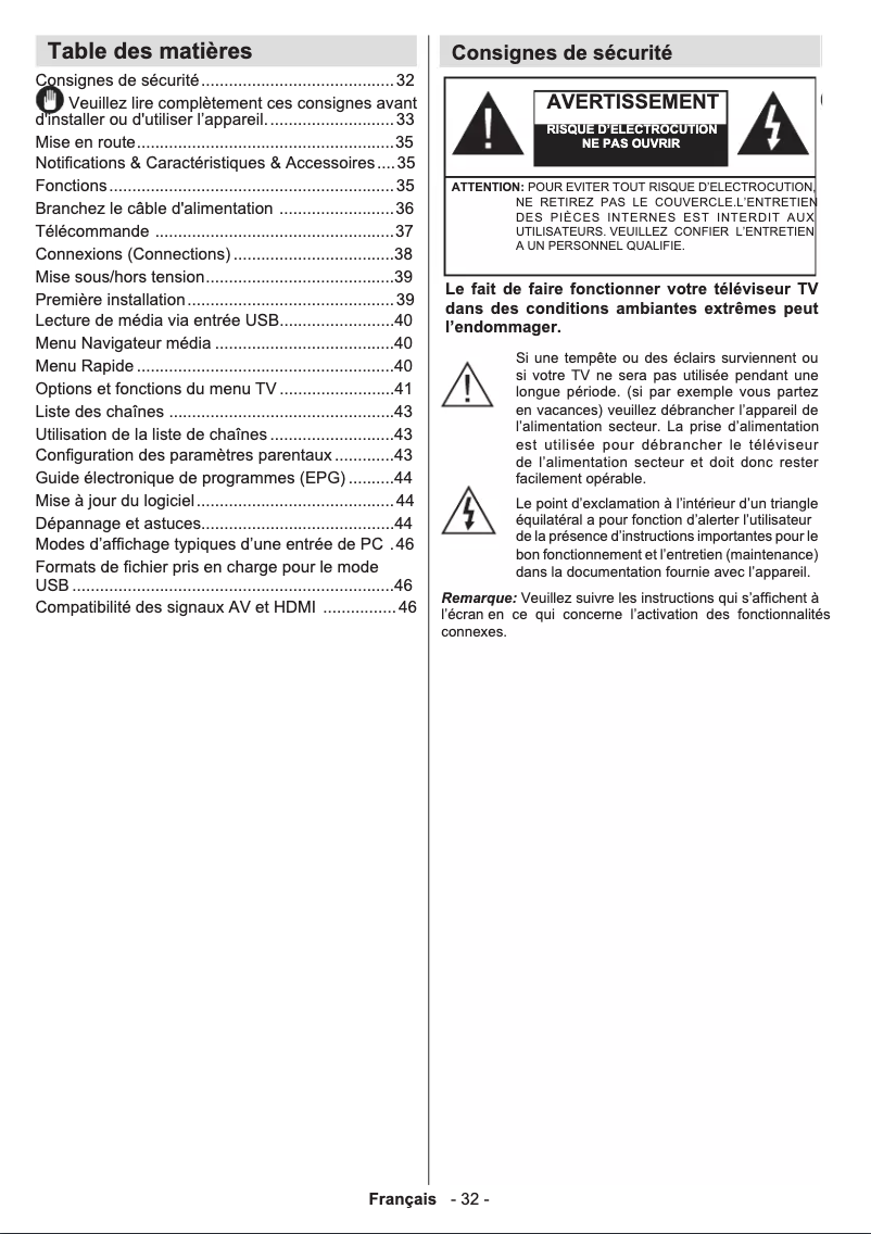 Page n°1 - Manuel utilisateur Telefunken D32H278A3