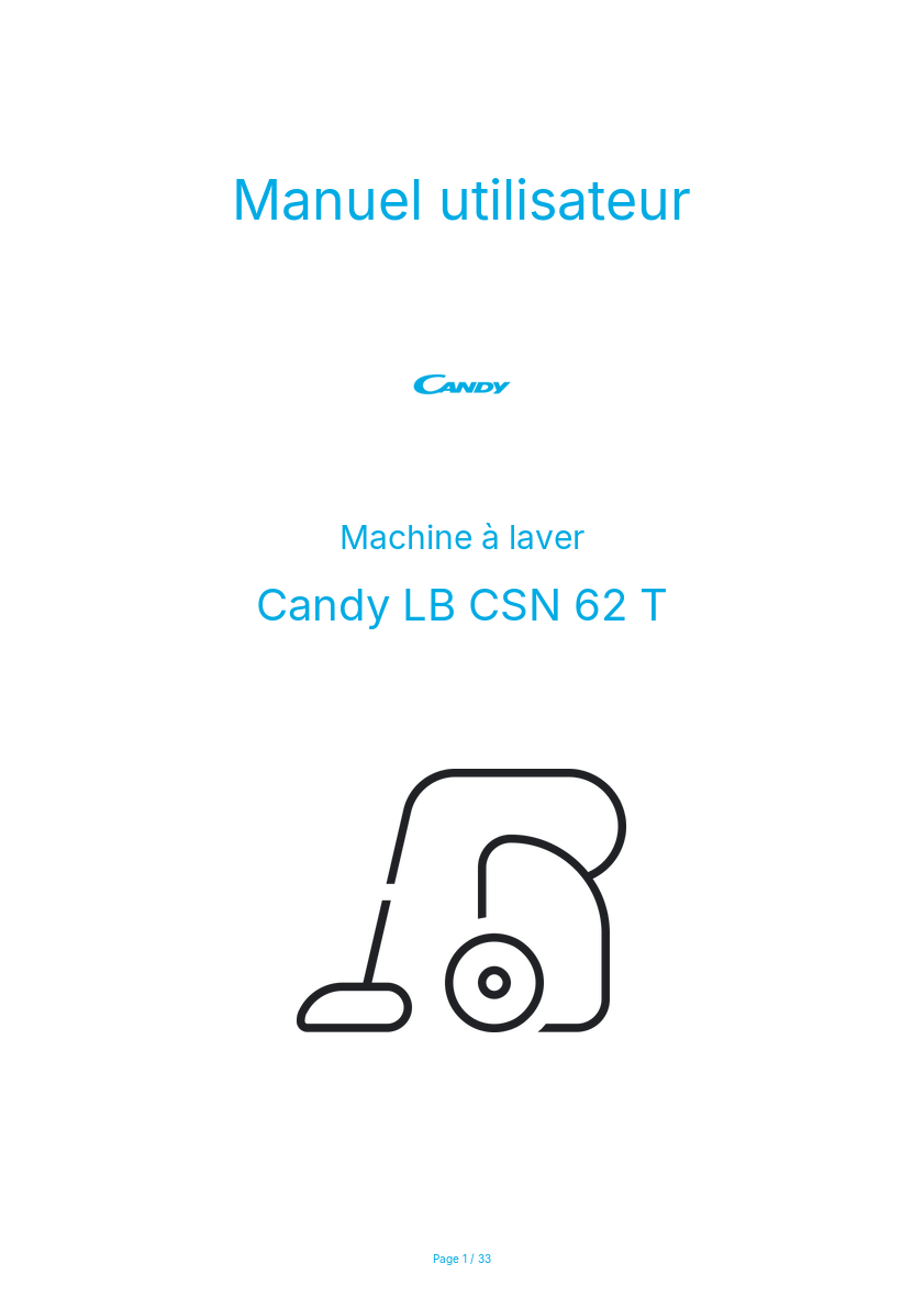 Page n°1 - Manuel utilisateur Candy LB CSN 62 T