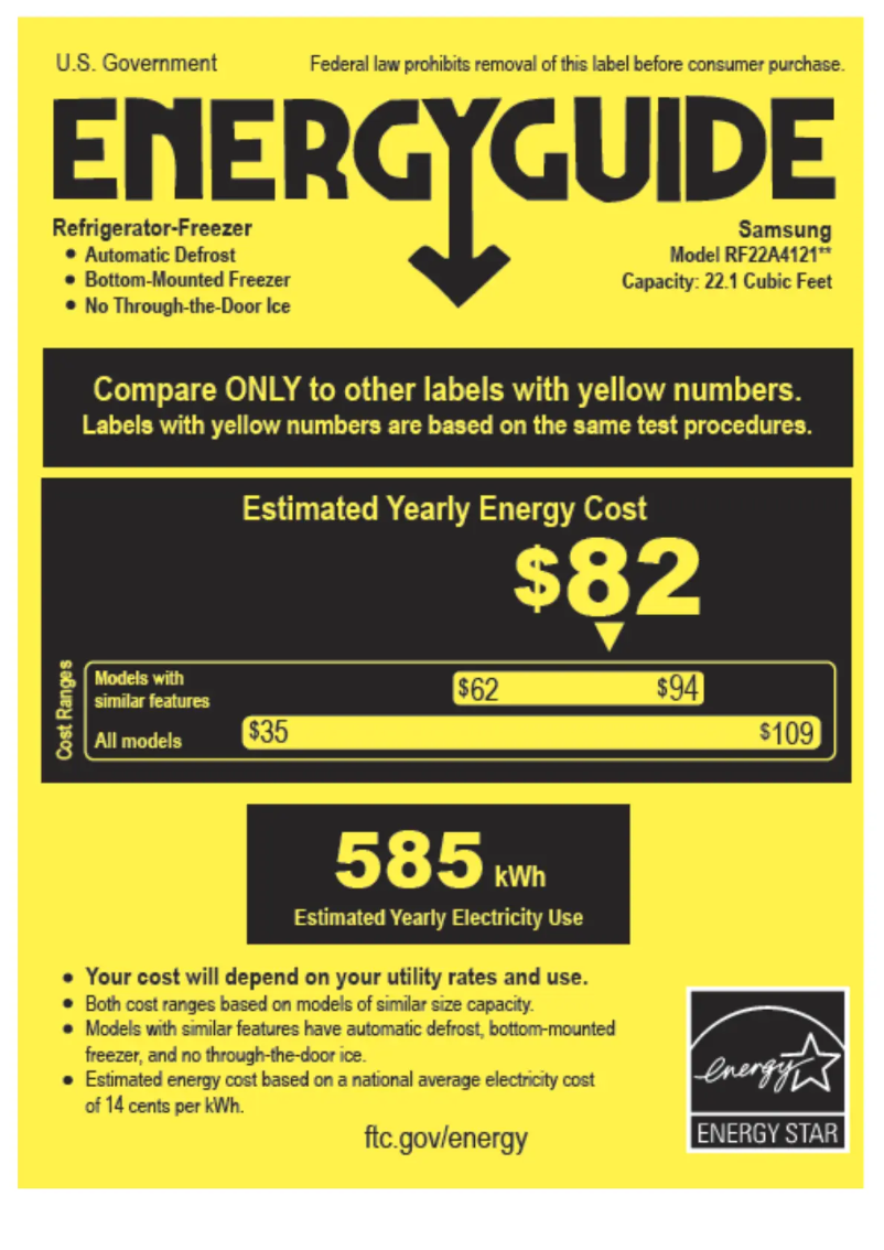 Page n°1 - Label énergétique Samsung RF22A4121SR