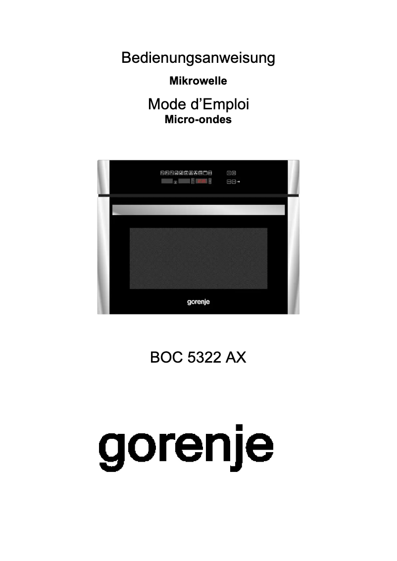Page 1 de la notice Manuel utilisateur Gorenje BOC 5322 AX