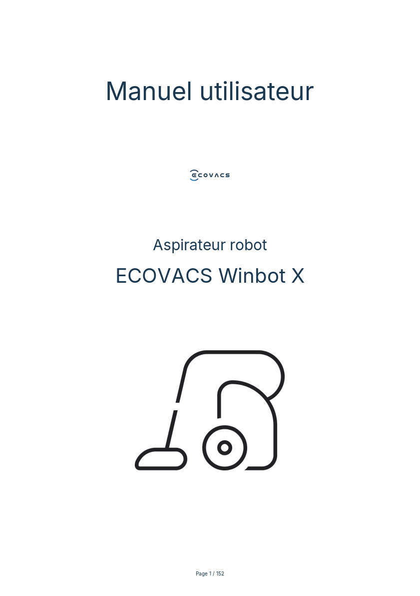 Page 1 de la notice Manuel utilisateur ECOVACS Winbot X