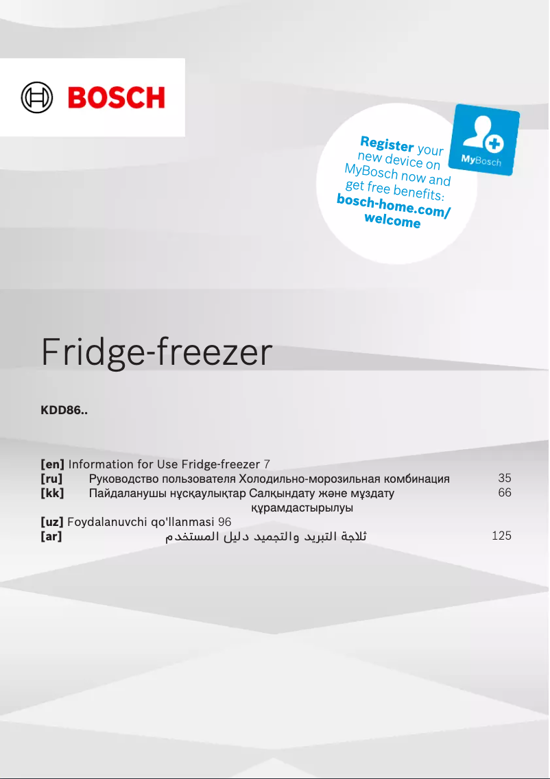 Page n°1 - Manuel utilisateur Bosch KDD86AI304