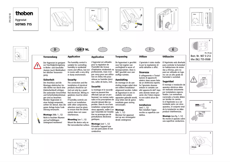Image de la première page du manuel de l'appareil Hygrostat SOTHIS 715