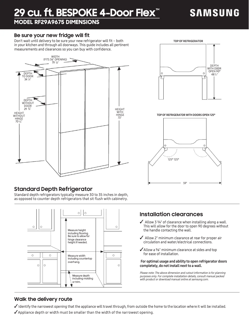 Page n°1 - Guide de mesure Samsung RF29A9675MT