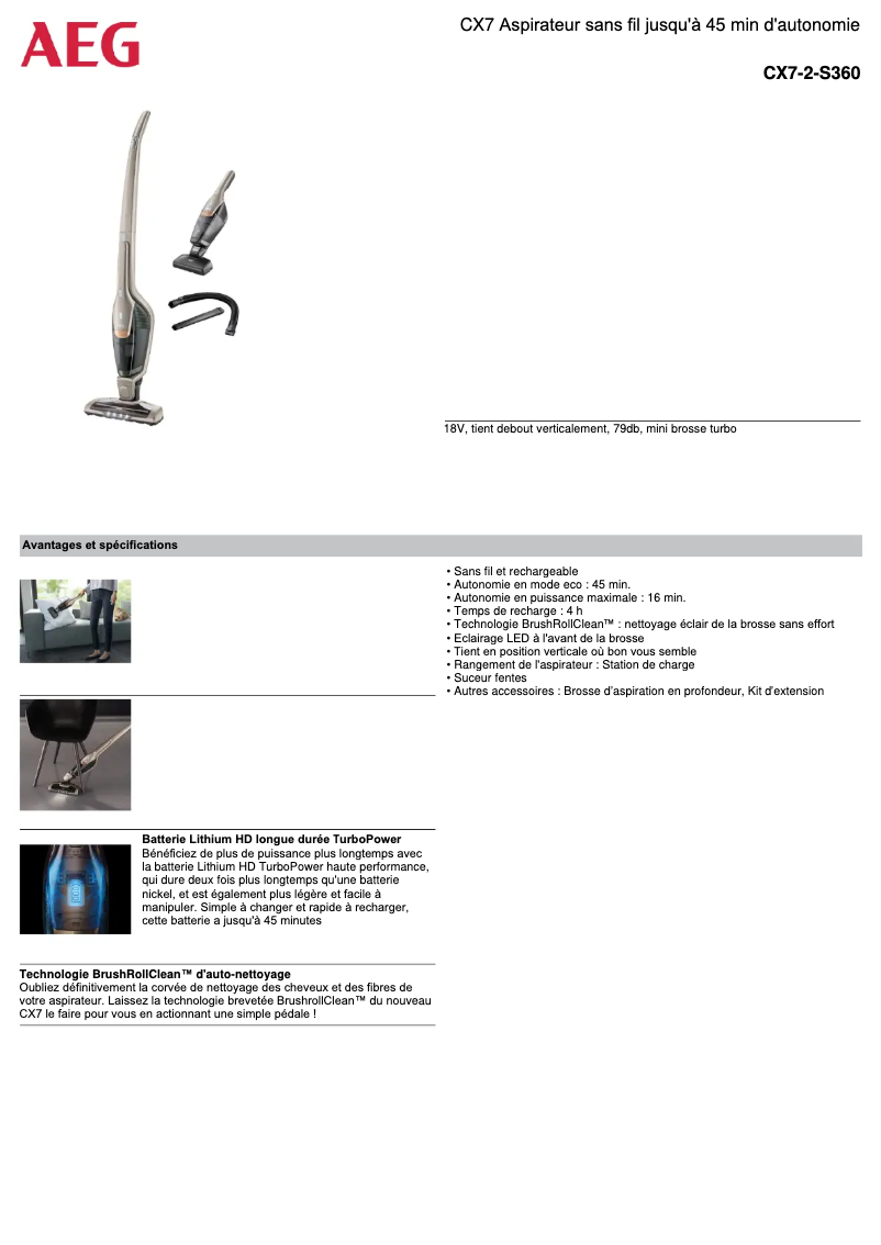 Page n°1 - Fiche technique AEG CX7 X Flexibility