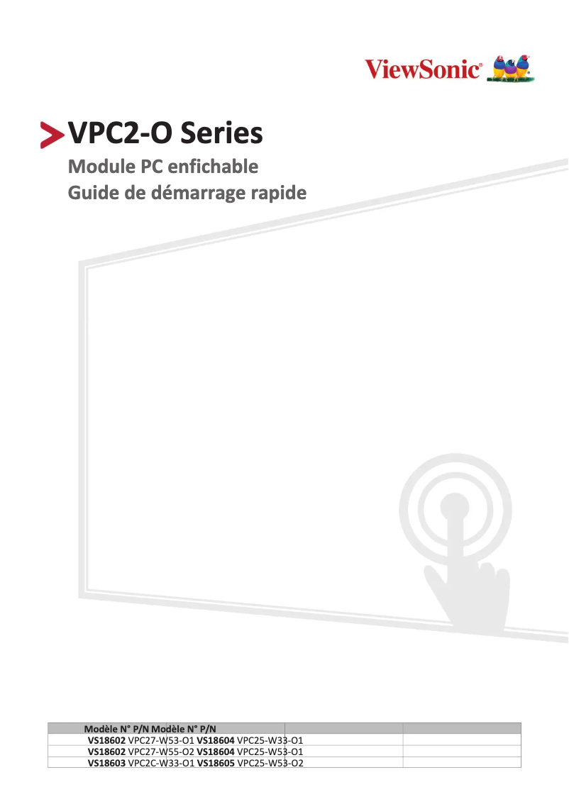 Page 1 de la notice Manuel utilisateur Viewsonic VPC2C-W33-O1