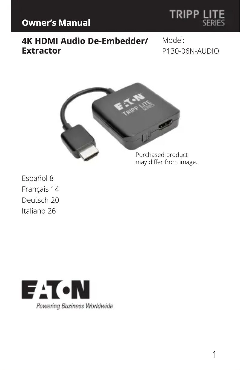 Page n°1 - Manuel utilisateur Tripp Lite P130-06N-AUDIO