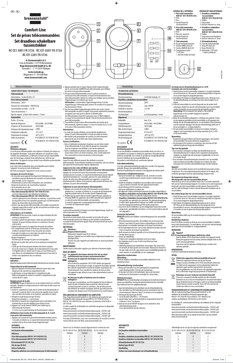 Page 1 de la notice Manuel utilisateur Brennenstuhl Comfort-Line RC CE1 0201