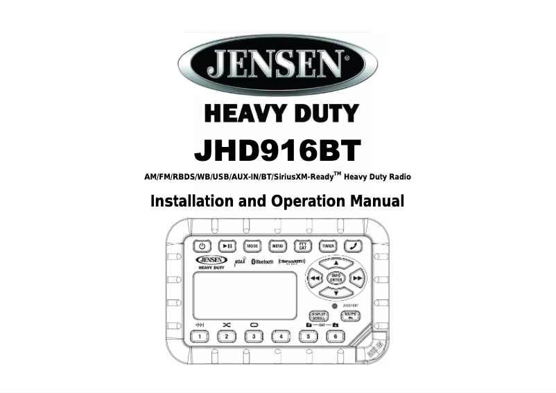 Page 1 de la notice Manuel utilisateur Jensen Heavy Duty JHD916BT