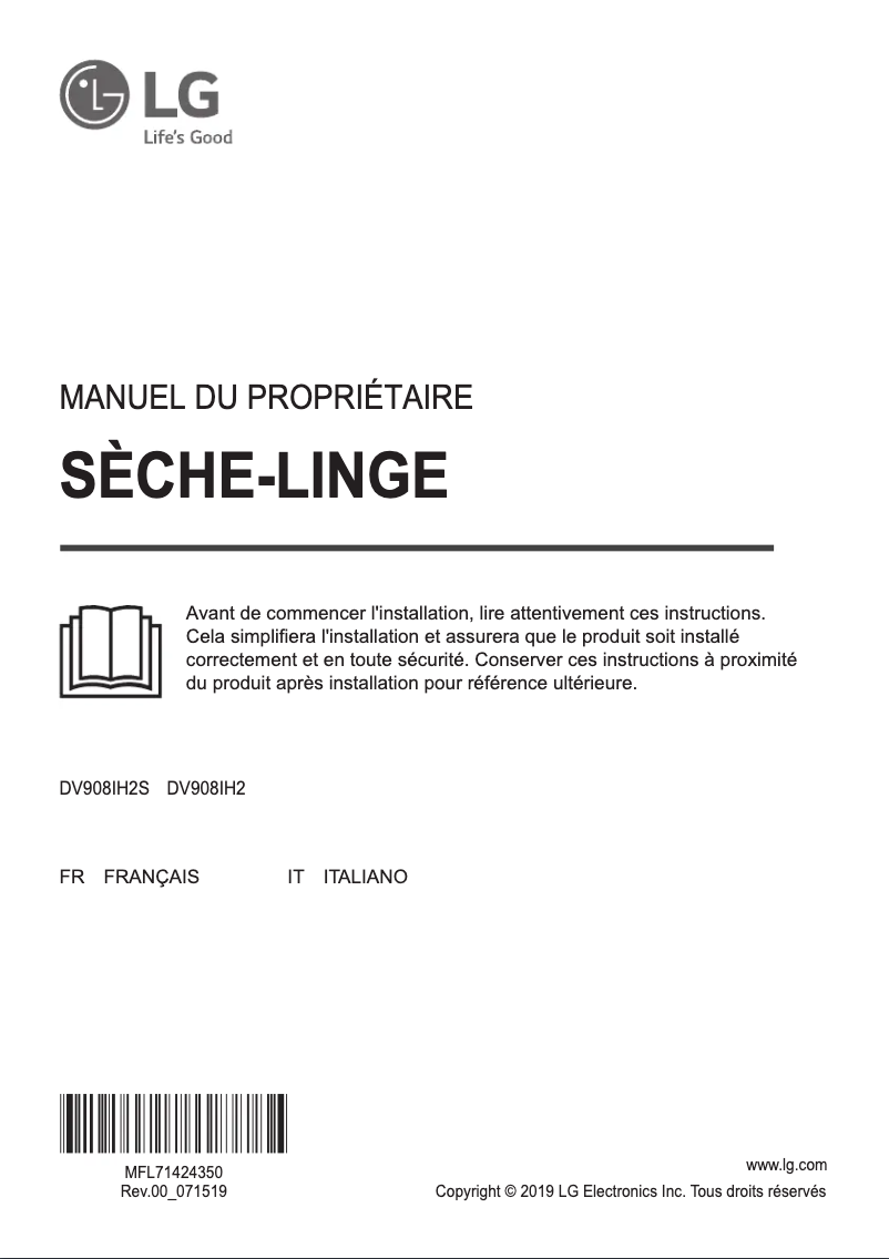 Page n°1 - Manuel utilisateur LG DV908IH2S