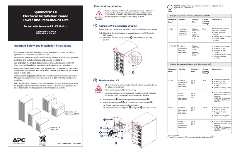 Page 1 de la notice Manuel utilisateur APC Symmetra LX 16kVA N+1