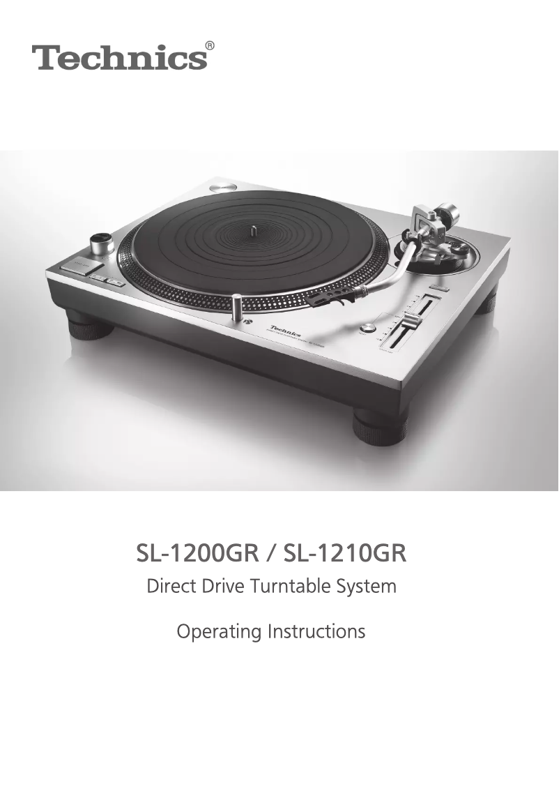 Page n°1 - Manuel utilisateur Technics SL-1210GREB