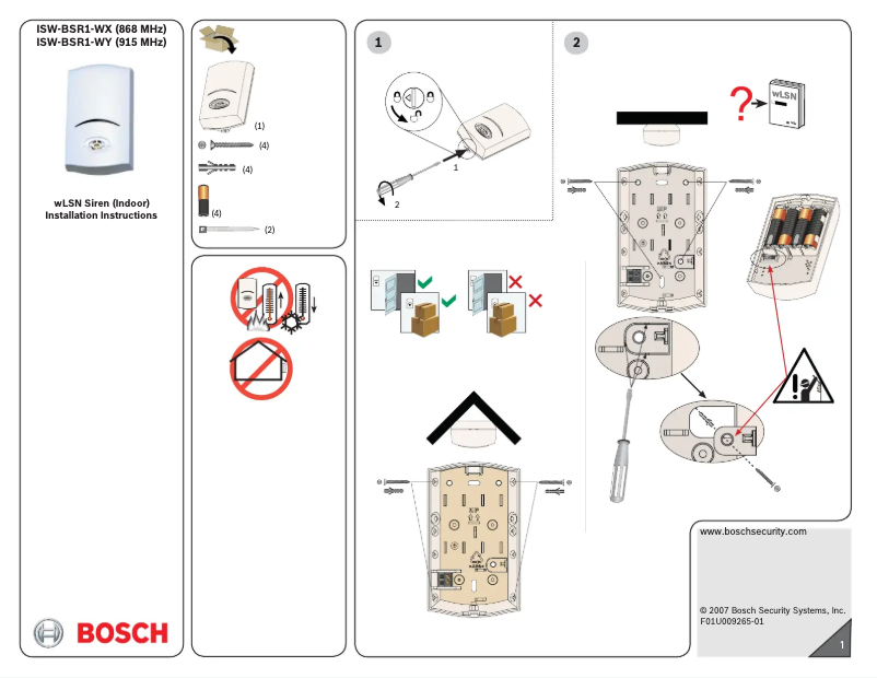 Page 1 of the manual User Manual Bosch ISW-BSR1-WX