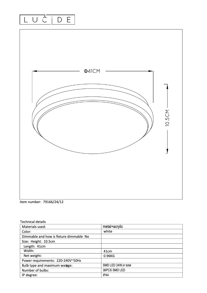 Page n°1 - Manuel utilisateur Lucide Casper i 79166/24/12