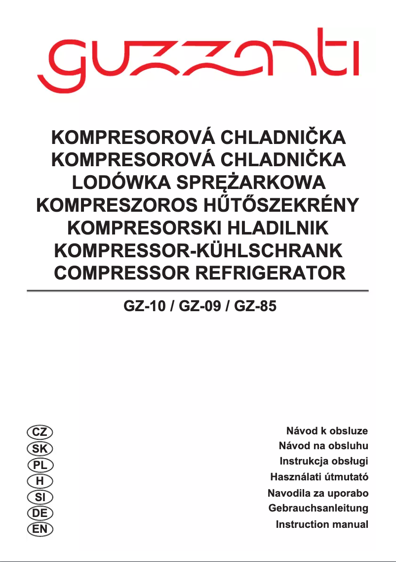 Page 1 de la notice Manuel utilisateur Guzzanti GZ-85