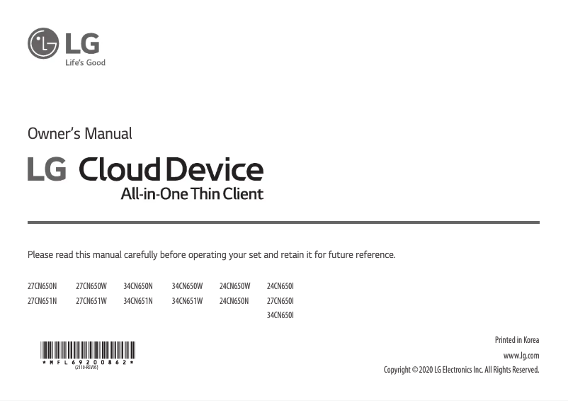 Página 1 del manual Manual de usuario LG 34CN650N