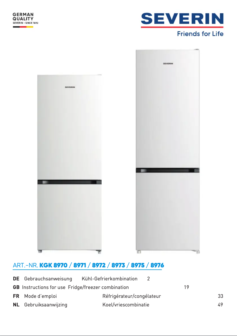 Page 1 de la notice Manuel utilisateur Severin KGK 8972