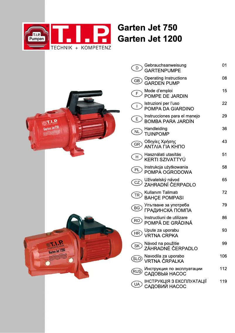 Page 1 de la notice Manuel utilisateur T.I.P. Jet 750