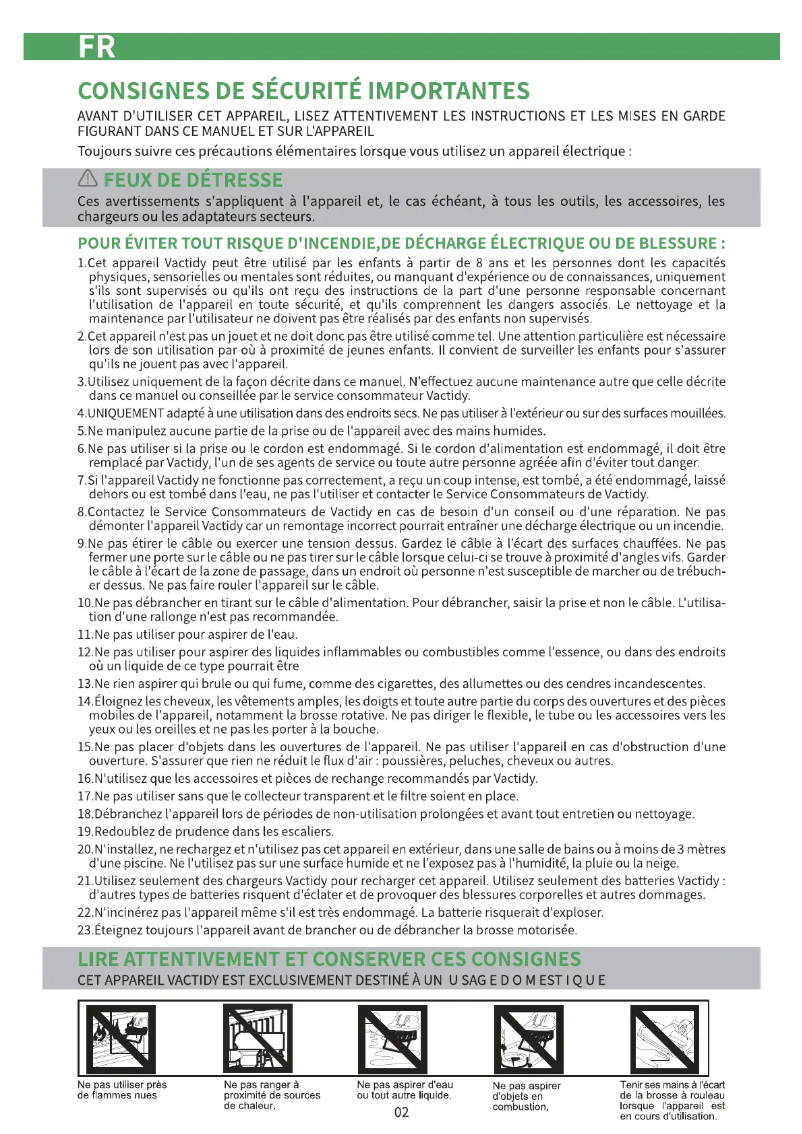 Page n°1 - Manuel utilisateur Vactidy Blitz V8