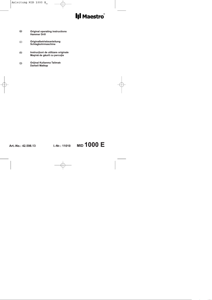 Page 1 de la notice Manuel utilisateur Maestro MID 1000 E