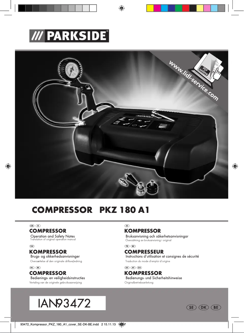 Page n°1 - Manuel utilisateur Parkside PKZ 180 A1