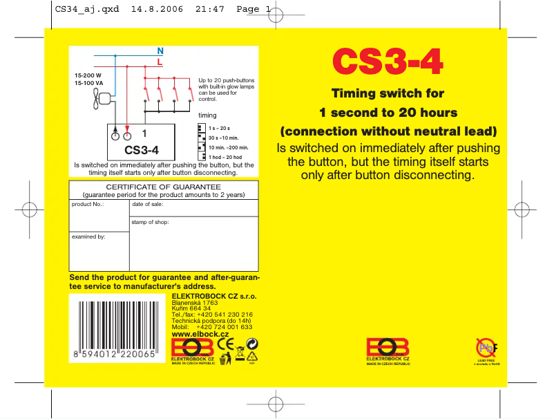 Page n°1 - Manuel utilisateur Elektrobock CS3-4