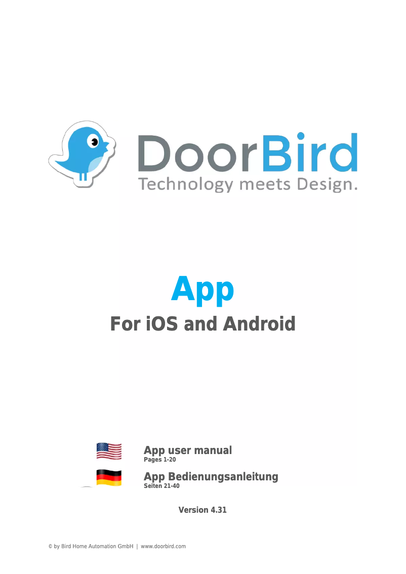 Page 1 de la notice Manuel utilisateur DoorBird App (Android)