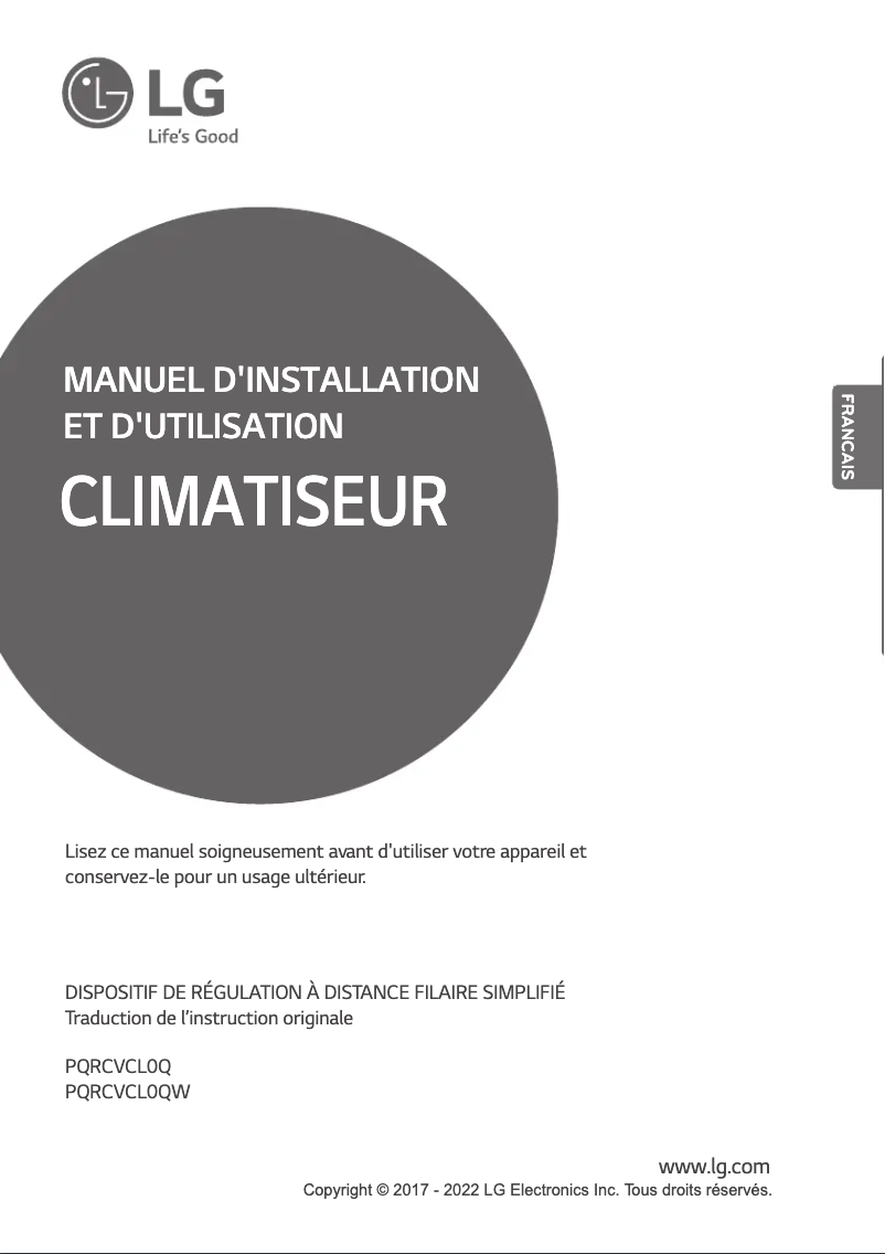 Page n°1 - Manuel utilisateur LG PQRCVCL0QW