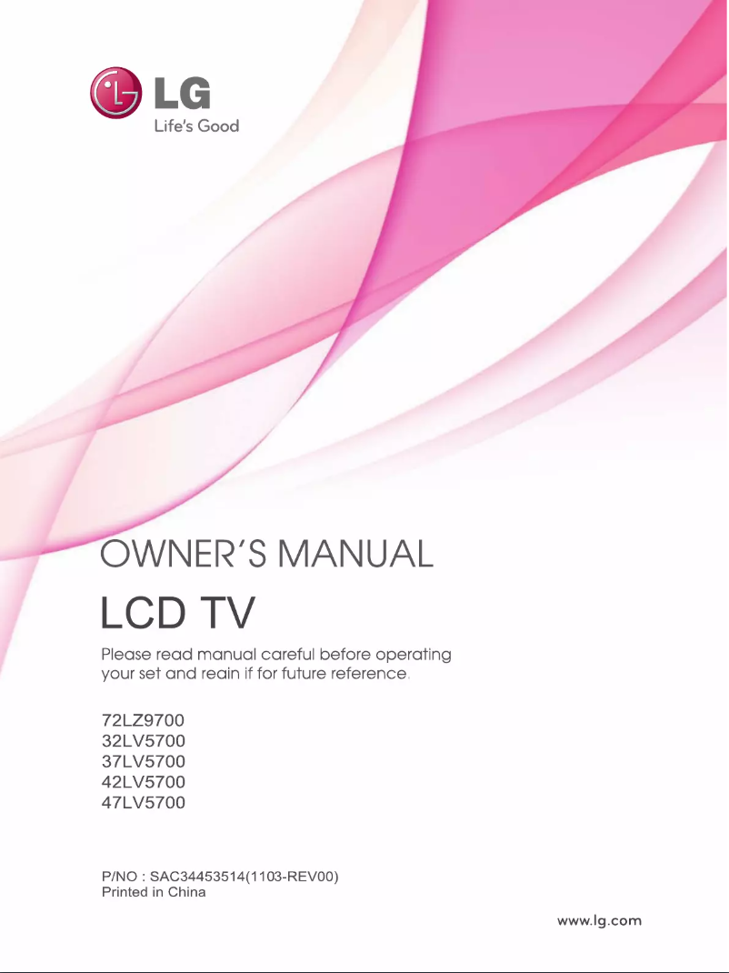 Page 1 de la notice Manuel utilisateur LG 32LV5700