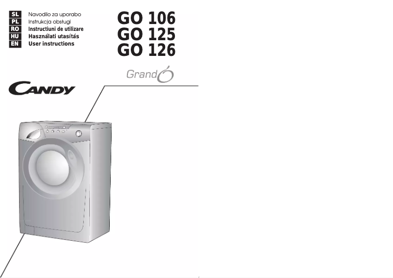 Page 1 de la notice Manuel utilisateur Candy GO 125-16S