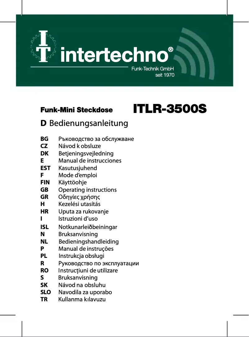 Page n°1 - Manuel utilisateur Intertechno ITLR-3500S