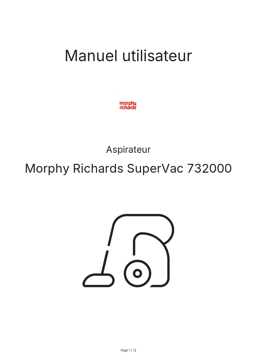 Image de la première page du manuel de l'appareil SuperVac 732000